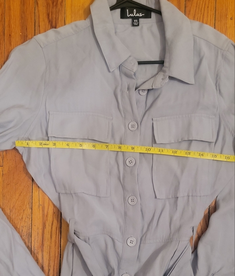 Lulu's safari romper in light blue color size xs Minimalist 70's Mod Squad - Picture 10 of 15